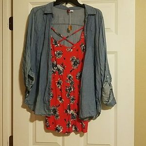 Jumper Outfit with Chambray Top!